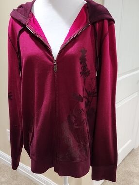 Eddie Bauer Burgundy Cotton Zip Hoodie